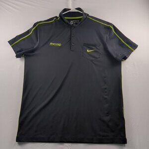 Nike Golf Mens Large Dri-Fit Black/Neon Short Sleeve Shingle Creek Polo Shirt